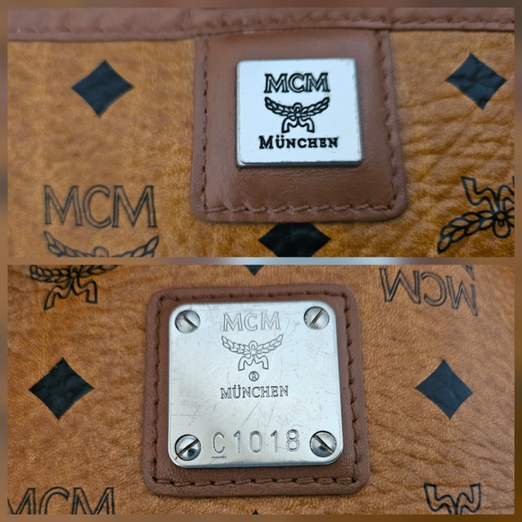 MCM Cognac Monogram Handbag Tote Bag AUTHENTIC - Picture 14 of 16